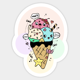 Cute Icecream Kawaii Illustration Sticker